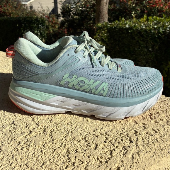 Hoka Women's Bondi 7 Road Running Shoes size 7.5 wide Blue Fog/Blue Glass - Picture 3 of 14